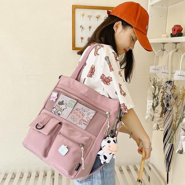 

school bags korean large capacity cute girl messenger bag fashion students shoulder nylon waterproof handbag tide 2021