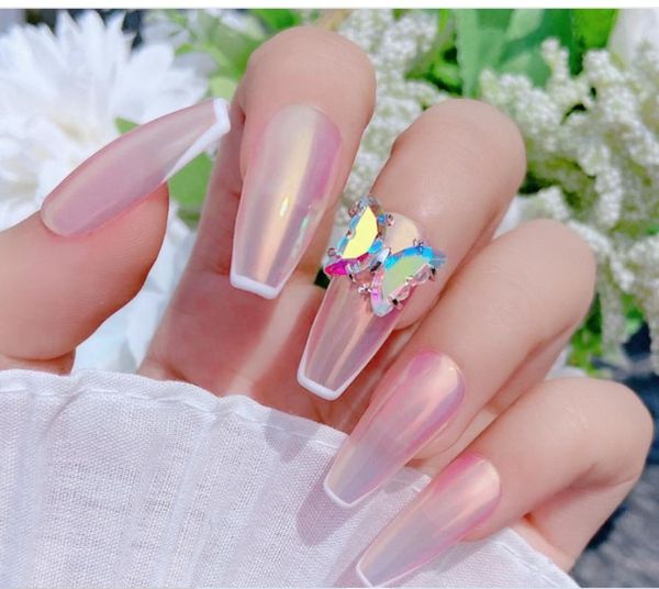 

nail art decorations 1pcs ab clear rhinestone love heart shape crooked butterfly crystal flatback elongated glass stones, Silver;gold
