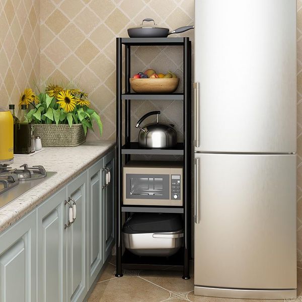 

hooks & rails stainless steel floor shelf on kitchen cracks multifunctional multi-layer microwave oven storage rack foldable pantry organize