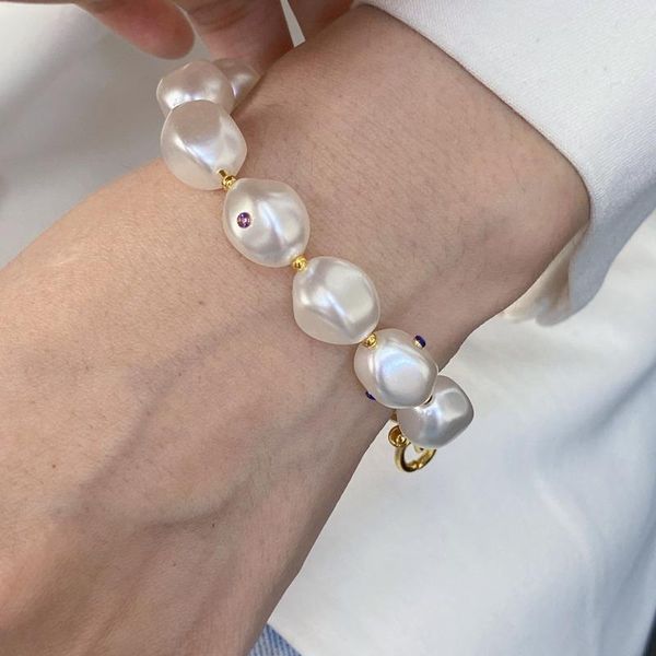 

charm bracelets faux baroque pearl colored fashionable and exaggerated temperament women bracelet, Golden;silver