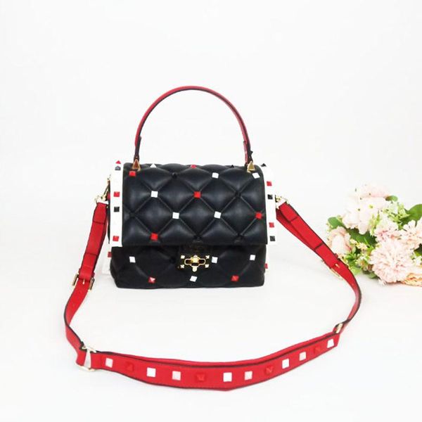 

evening bags 2021 color rivet small square bag rhombic panelled shoulder messenger portable women leather handbags sac a main