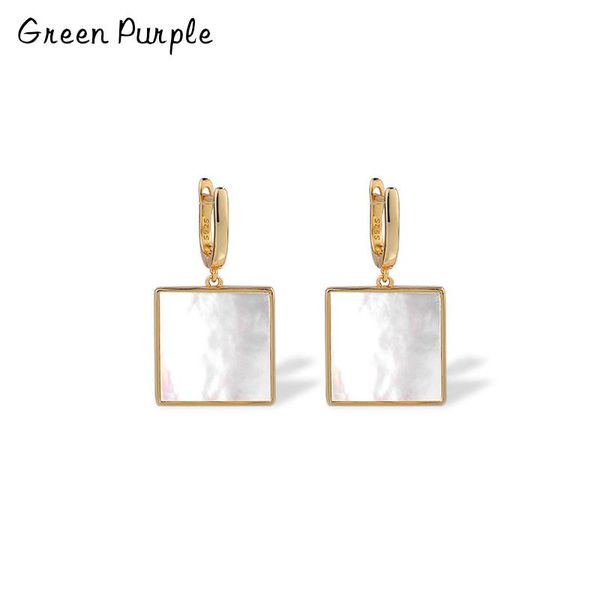 

hoop & huggie green purple shell earrings 925 sterling silver jewelry minimalism brincos luxury abalone for women, Golden;silver