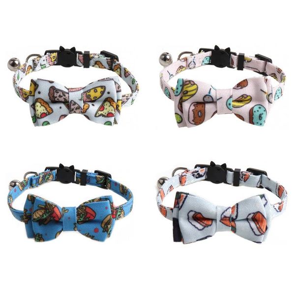 

cat collars & leads pet collar bowknot pizza donut with bell suitable for cats small dogs accessories