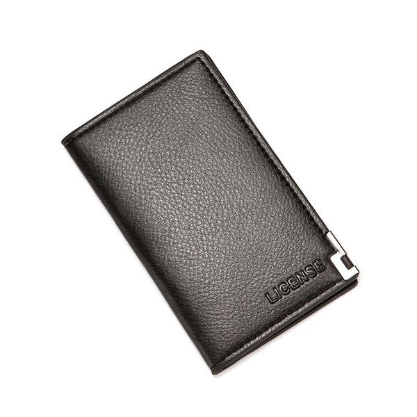 

card holders lychee pattern pu leather men's wallet driver's license case clutch bag push-pull finger slot holder, Brown;gray