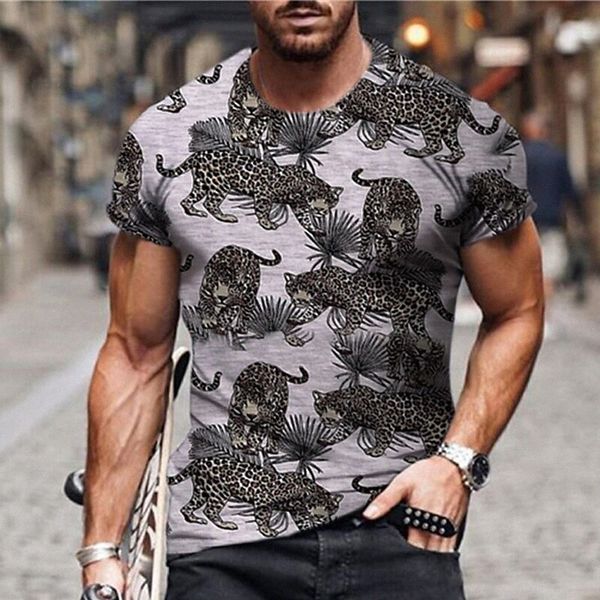 

men's t shirt 3d print leopard graphic prints crew neck daily holiday print short sleeve casual designer big and tall gray x0gx#, White;black