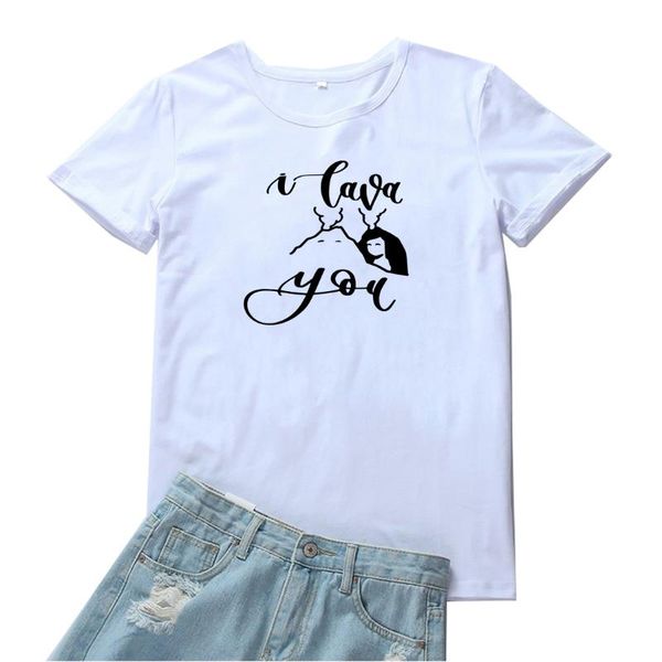 

women's t-shirt i lava you women fashion japanese style tee shirt femme cotton white tshirt harajuku graphic t