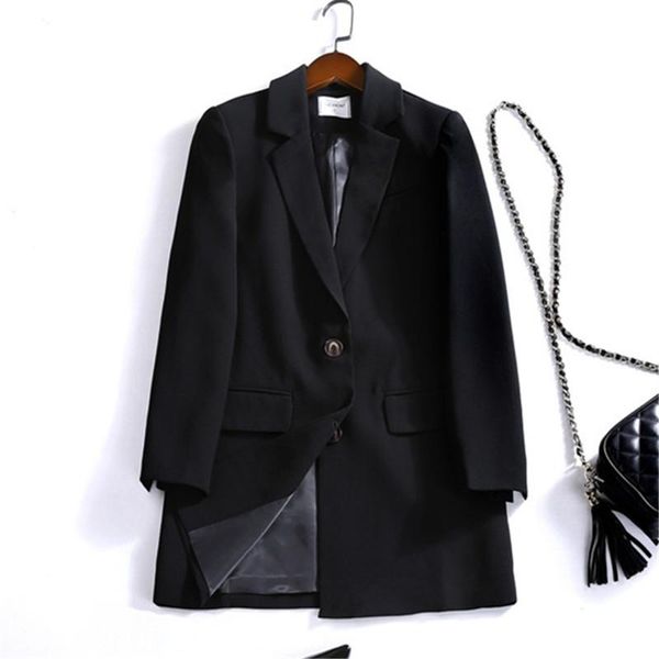 

women's suits & blazers suit jacket female slim wild autumn korean version of the solid color cotton and linen long section, White;black