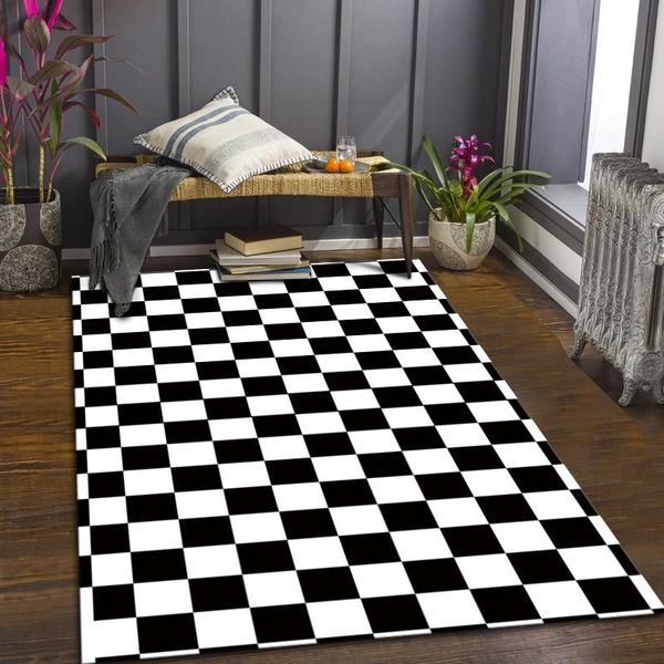 

carpets teenager red modern geometry printed checkerboard carpet green and white plaid ins wind moroccan bedroom living room bedside mat