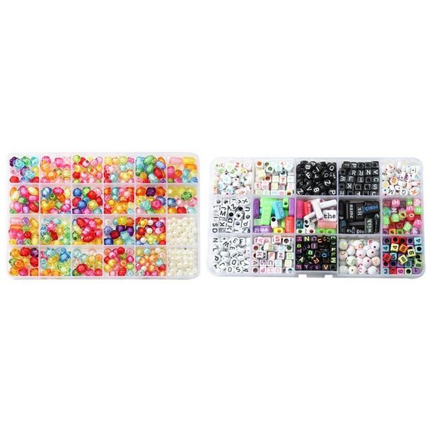 

other 1 box diy handmade beads, mixed color beads set c & 15 styles sorted alphabet and colorful number bead kit