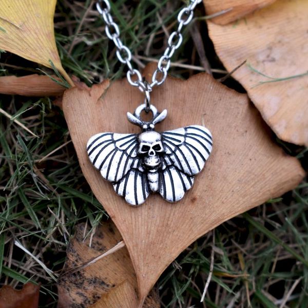 

pendant necklaces sanlan 1pcs tiny death's-head hawkmoth necklace women christmas gift, Silver