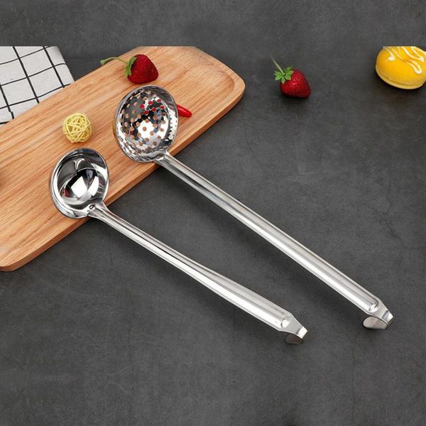 

spoons buffet creative kitchen cooking utensils tableware stainless steel long handle ladle serving spoon big round dinner soup scoop
