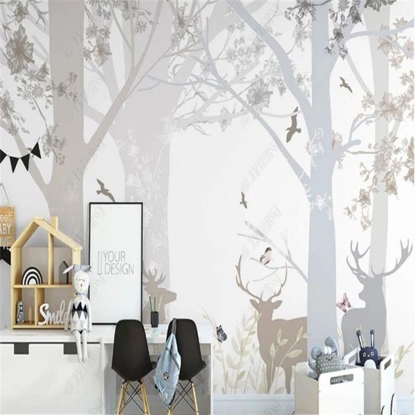 

wallpapers abstract woods elk wallpaper for kid's room small fresh plants cartoon children's background wall papers home decor mur