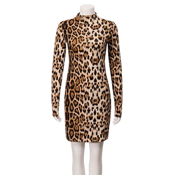 

dress leopard long sleeve, printed collar, women's bodycon tight m30425, Black;gray