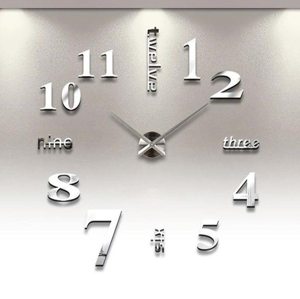 

wall clocks 3d clock mirror sticker detachable self-adhesive art decal home decoration living room quartz needle