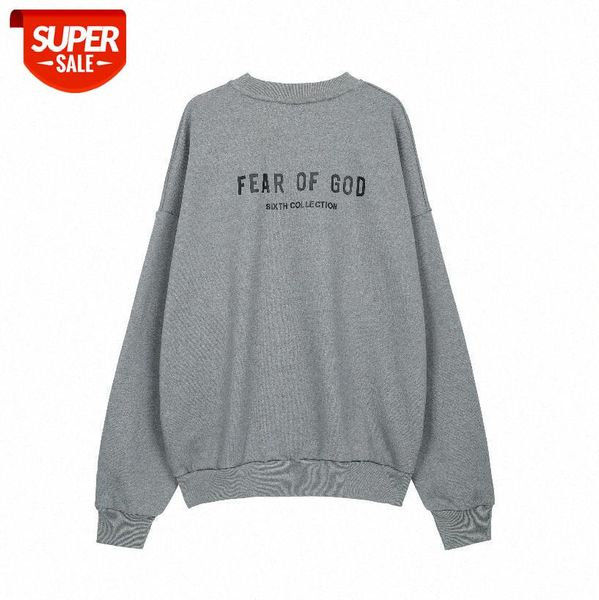 

fear of god 6th logo letter round neck pullover sweater street men and women bieber brand sweatshirt #pi6g, Black