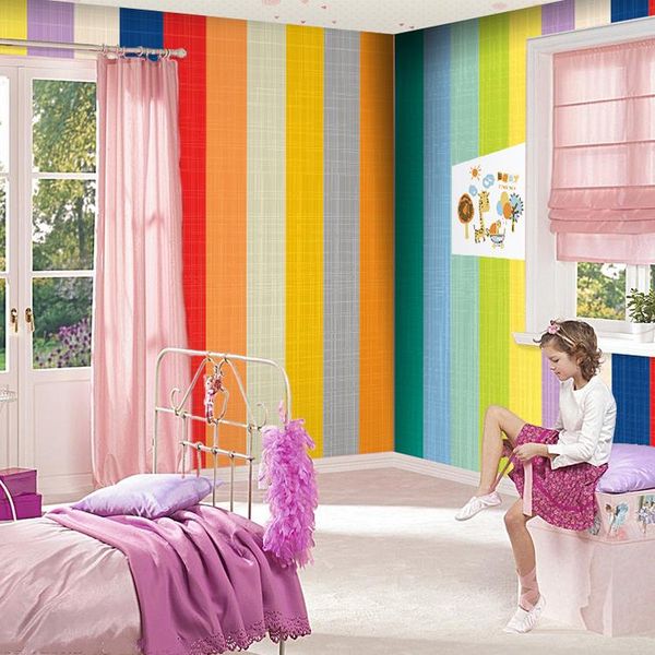 

wallpapers bedroom study children's room color bars large modern minimalist cartoon seamless wallpaper mural custom size