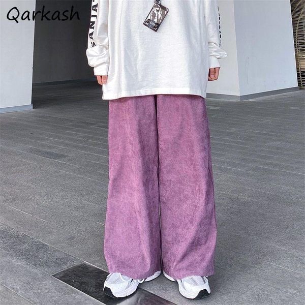 

women's pants & capris casual women all-match spring 2021 baggy big pockets design retro couple corduroy streetwear solid harajuku da, Black;white