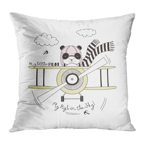 

cushion/decorative pillow cartoon throw cushion cover panda pilot plane soft velvet square couch pillowcase for sofa chair bedroom
