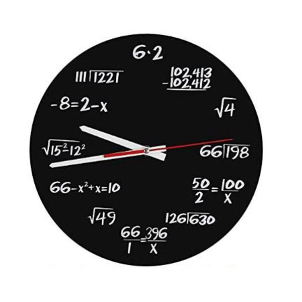 

wall clocks math clock , formulas quiz in black and white unique equation for home, office