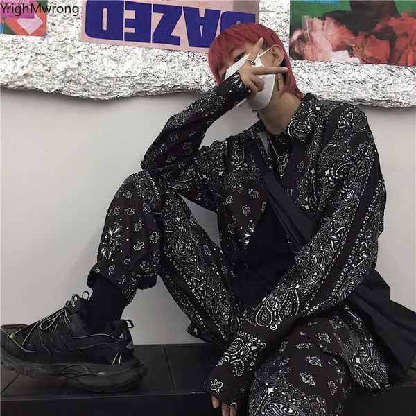 

plus size outfit two piece bandana hip hop harem jogger track woman man pant streetwear harajuku trouser korean oversized blusas 200930, Black;white