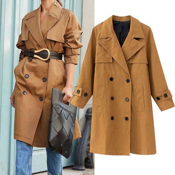 

women's trench coats za women's plain windbreaker, spring jacket with a temperate turtleneck style two light bulb belt xpg6, Tan;black