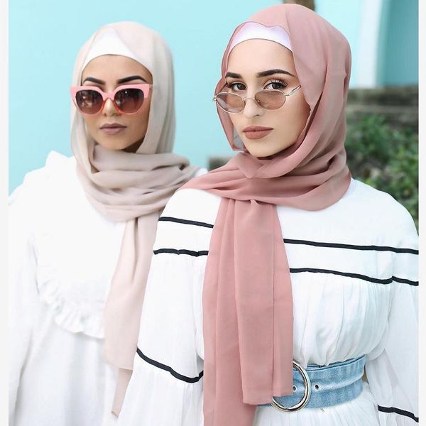 

scarves quality long chiffon sarves hijabs for women plain color head shawl islamic muslim headscarf wrap phasmina 175*70cm, Blue;gray