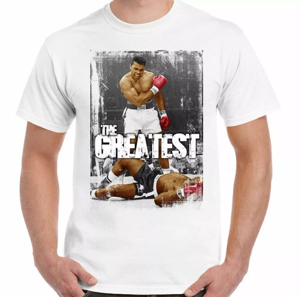 

Muhammad Ali T-Shirt The Greatest 60s 70s 80s Retro Heavy Weight Champion Tee, White;black