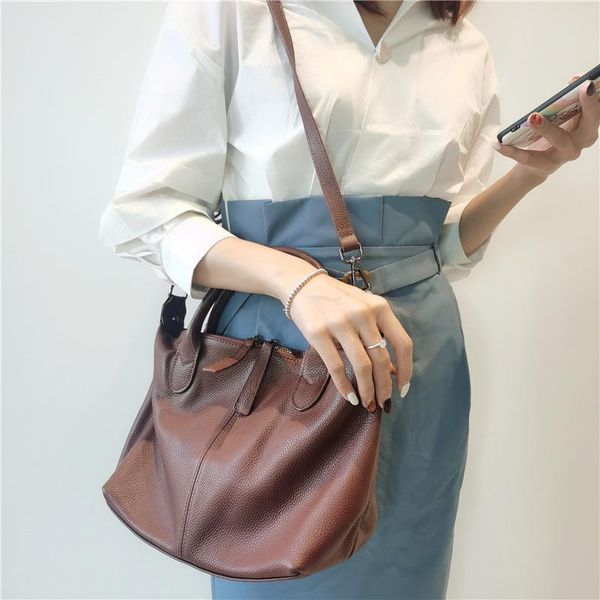 

evening bags fantastic classic designed 100% real leather women handbag brown roomy big capacity hobo bag female shoulder blue 2 styles