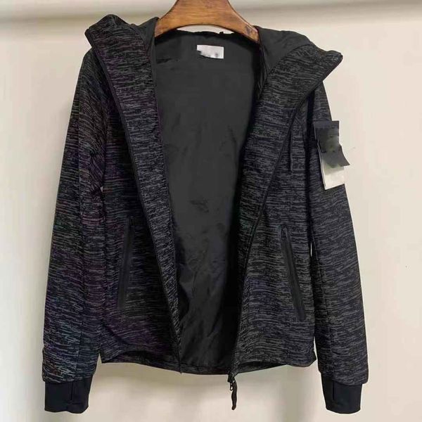 

2021 expensive stone reflective zipper men's compass jacket, Black;brown