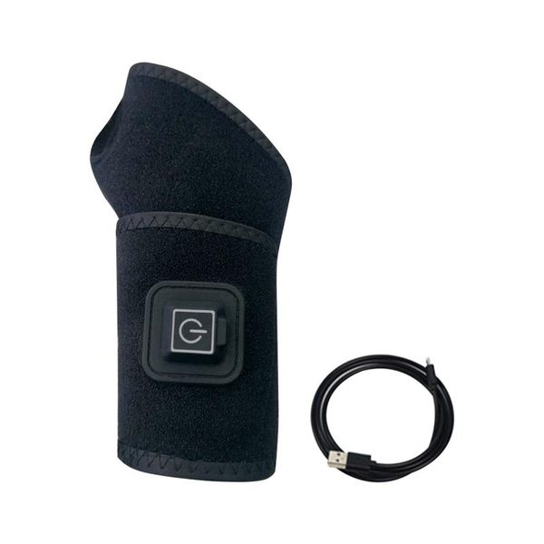 

wrist support brace tendonitis heated wrap waterproof basketball auto shut off adjustable band sports pain relief easy use for arthritis, Black;red