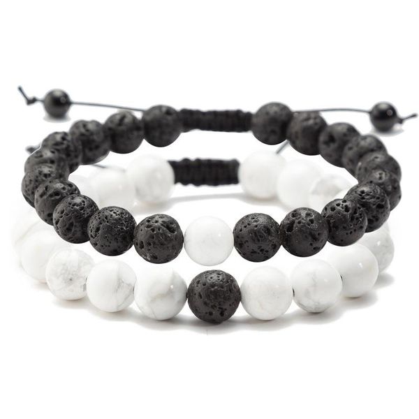 

beaded, strands diezi one pair men white black lava beads yoga handmade bracelet women natural stones weave bracelets pulseira masculina