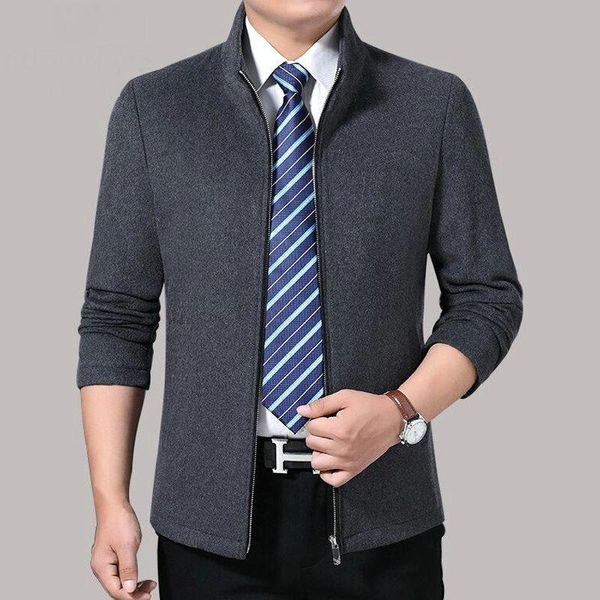

men's jackets 2021 autumn and winter stand collar short woolen jacket, Black;brown