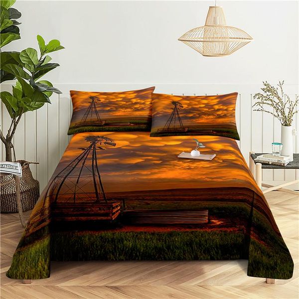 

sheets & sets cityscape bedding sheet home digital printing polyester bed flat with case print