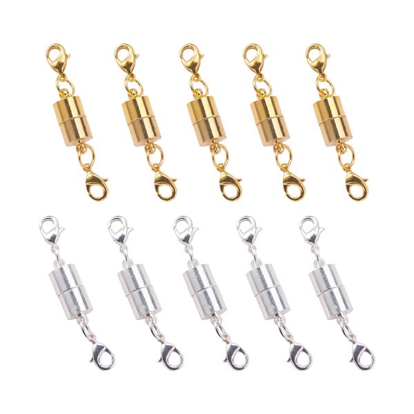 

10pcs metal brass magnetic clasps with lobster claw clasps bracelets necklaces connectors for diy jewelry making findings, Blue;slivery