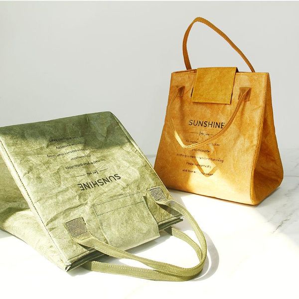 

storage bags reusable washed kraft paper handbag waterproof bag multi-purpose