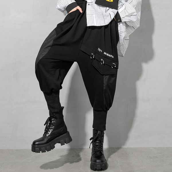 

capris Women of high-waisted black color Harem Elegant Hippie Pants, Black;white