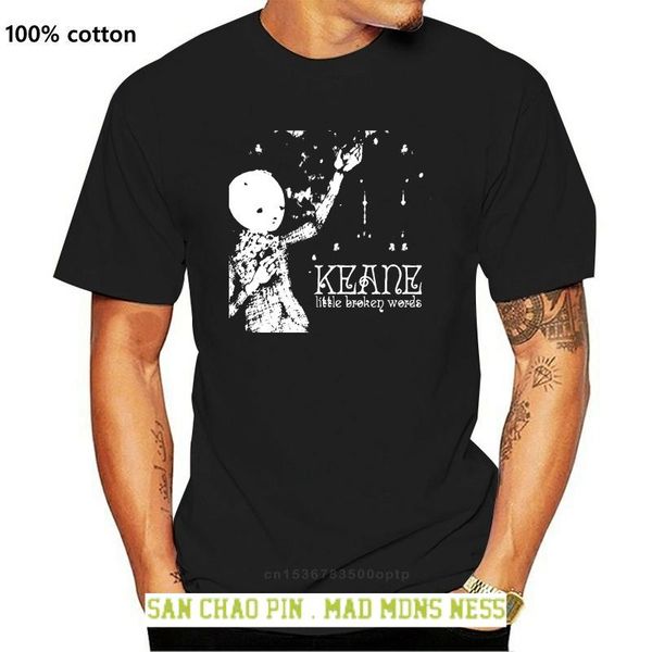 

men's t-shirts keane band little broken words black t-shirt, White;black