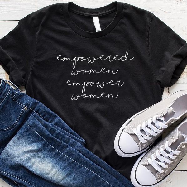 

women's t-shirt empowered women empower aesthetic plus size feminist t shirt cotton short sleeve tee hipster grunge drop, White