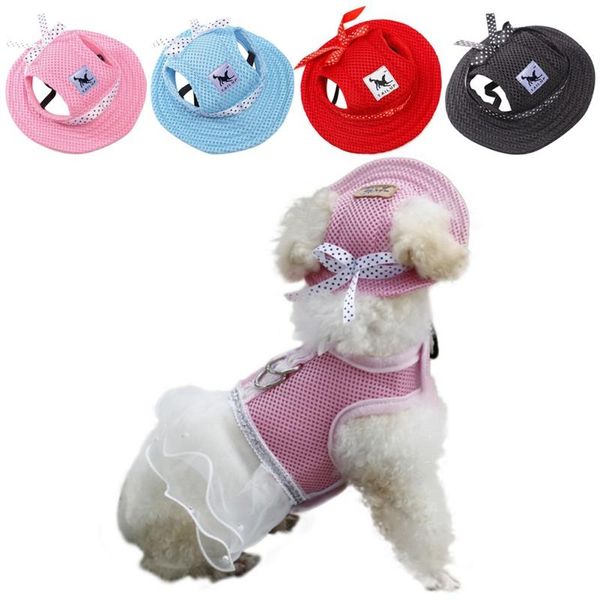 

pet products dog summer fashion cloth mesh hat breathable sun canvas for small puppy hiking apparel
