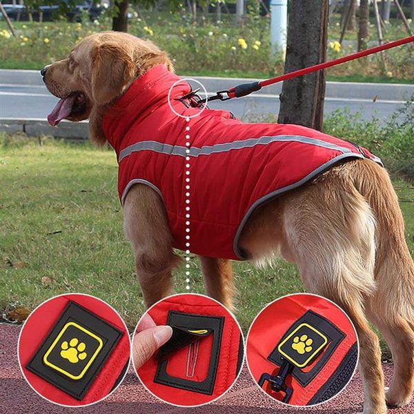

dog apparel clothes winter warm waterproof reflective coat jacket pet outfit