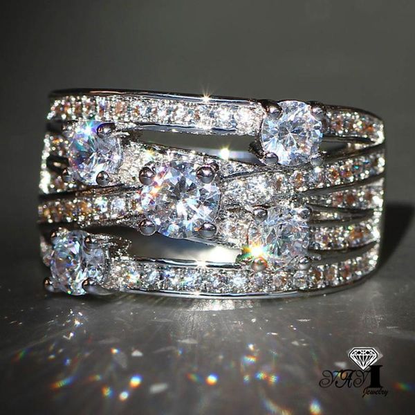 

wedding rings yayi jewelry fashion princess cut 3.9ct white zircon silver color engagement party, Slivery;golden