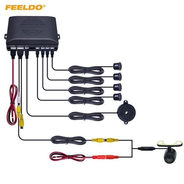 

car rear view cameras& parking sensors feeldo 4-sensor rearview sensor reversing aid system with 16.5mm external mounting camera #hq1872