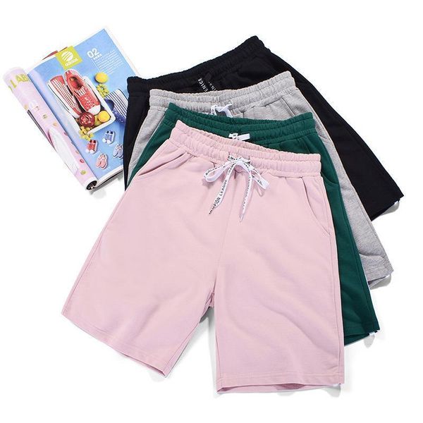 

summer cotton sports elastic women shorts high waist drawstring straight loose sweat pockets jogger running short pants, White;black