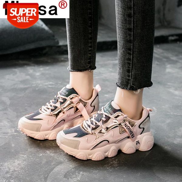 

2021 new spring women's sneakers fashion plaform vulcanized shoes lace up breathable mesh casual zapatillas mujer #uh9o