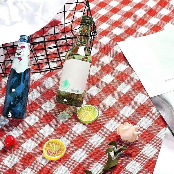 

outdoor pads red white plaid foldable waterproof picnic travel mat breathable fashion soft camping thicken pad beach portable bl x3i0