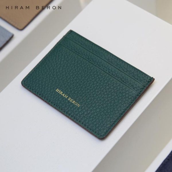 

card holders hiram beron premium leather wallet holder for women man luxury case dropship, Brown;gray