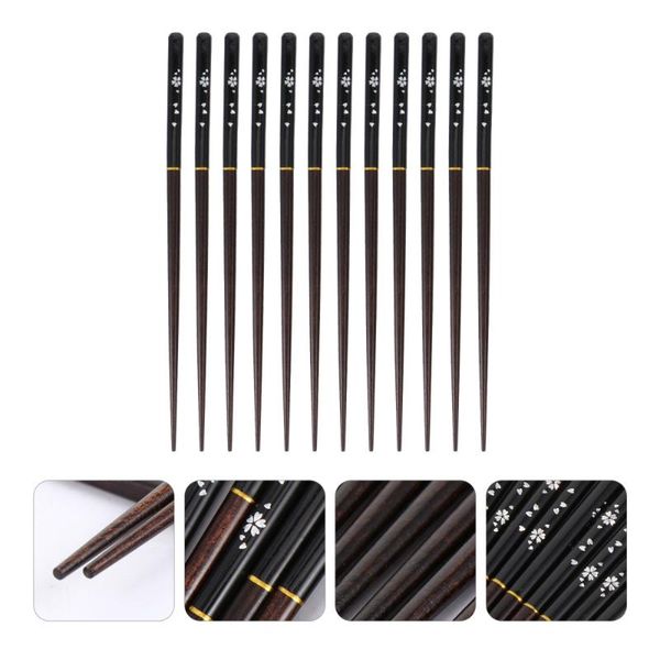 

chopsticks 6 pairs home wooden japanese-style tableware printing set
