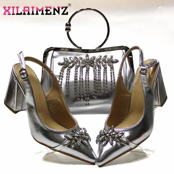 

coming shoes and bag to match in silver color rome style selling nigerian women matching for wedding part dress1, Black