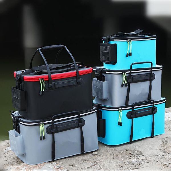 

fishing accessories foldable live fish bucket large capacity multifunctional bait angling bag outdoor thick waterproof