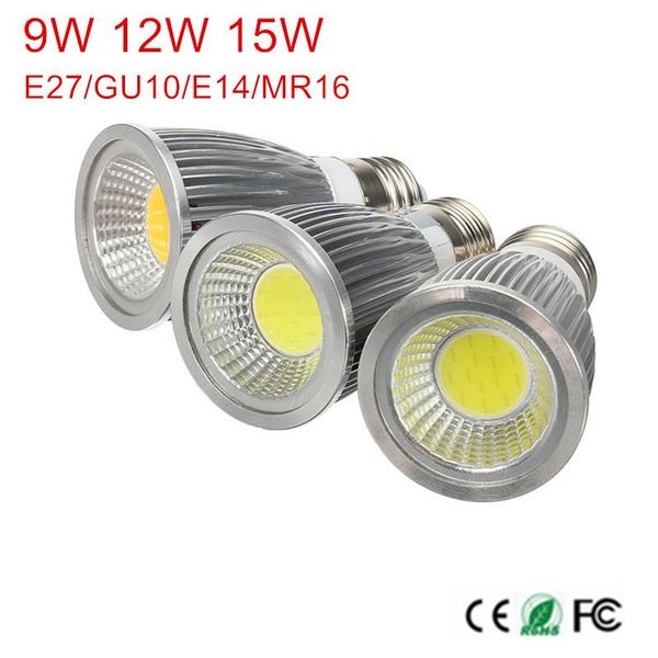 

bulbs 1pcs dimmable gu10 / e27 e14 mr16 9w 12w 15w cob ac85-265v/ac110v/220v/dc12v high power led light